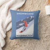 WashingtonSnowboardingのヴィンテージ旅行ポスター クッション (ブランケット)