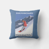 WashingtonSnowboardingのヴィンテージ旅行ポスター クッション (裏面)