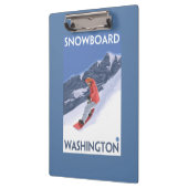 WashingtonSnowboardingのヴィンテージ旅行ポスター クリップボード (左)