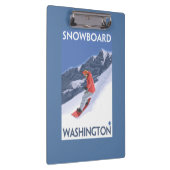 WashingtonSnowboardingのヴィンテージ旅行ポスター クリップボード (右)