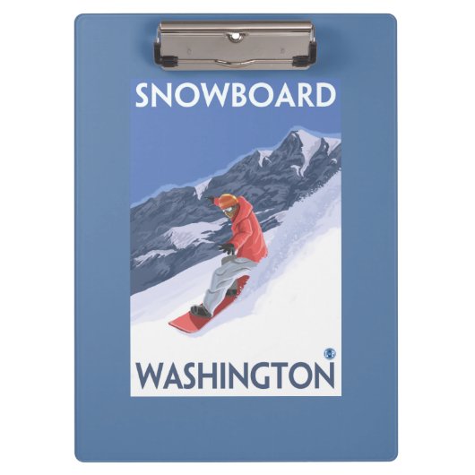 WashingtonSnowboardingのヴィンテージ旅行ポスター クリップボード (正面)