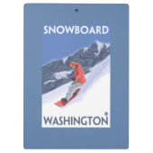 WashingtonSnowboardingのヴィンテージ旅行ポスター クリップボード (裏面)