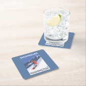 WashingtonSnowboardingのヴィンテージ旅行ポスター スクエアペーパーコースター (インサイチュ)