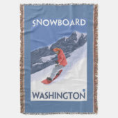 WashingtonSnowboardingのヴィンテージ旅行ポスター スローブランケット (正面縦)