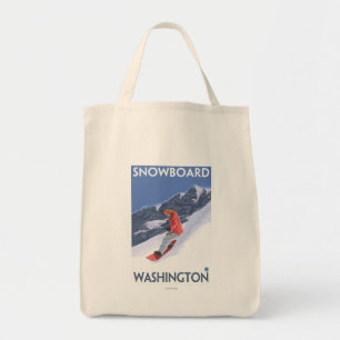 WashingtonSnowboardingのヴィンテージ旅行ポスター トートバッグ