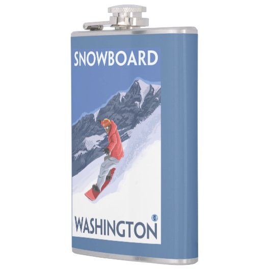 WashingtonSnowboardingのヴィンテージ旅行ポスター フラスク (左)