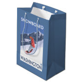 WashingtonSnowboardingのヴィンテージ旅行ポスター ミディアムペーパーバッグ (裏面アングル)