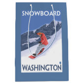 WashingtonSnowboardingのヴィンテージ旅行ポスター ミディアムペーパーバッグ (正面)
