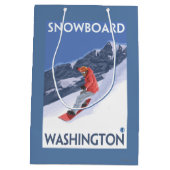 WashingtonSnowboardingのヴィンテージ旅行ポスター ミディアムペーパーバッグ (裏面)