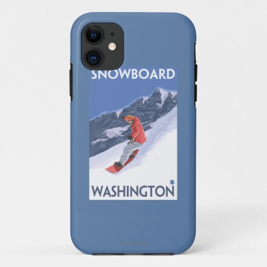 WashingtonSnowboardingのヴィンテージ旅行ポスター Case-Mate iPhoneケース (裏面)