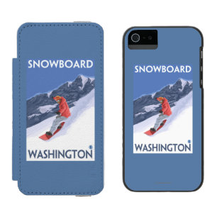 WashingtonSnowboardingのヴィンテージ旅行ポスター iPhone SE/5/5sウォレットケース