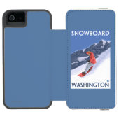 WashingtonSnowboardingのヴィンテージ旅行ポスター Incipio iPhoneウォレットケース (フォリオオープン)