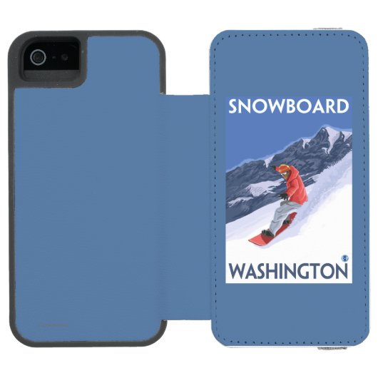 WashingtonSnowboardingのヴィンテージ旅行ポスター Incipio iPhoneウォレットケース (フォリオオープン)