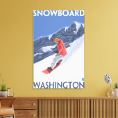 WashingtonSnowboarding Vintage Travelポスター キャンバスプリント (インサイチュ (リビング))