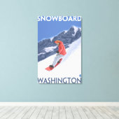 WashingtonSnowboarding Vintage Travelポスター キャンバスプリント (インサイチュ (ウッドフロア))