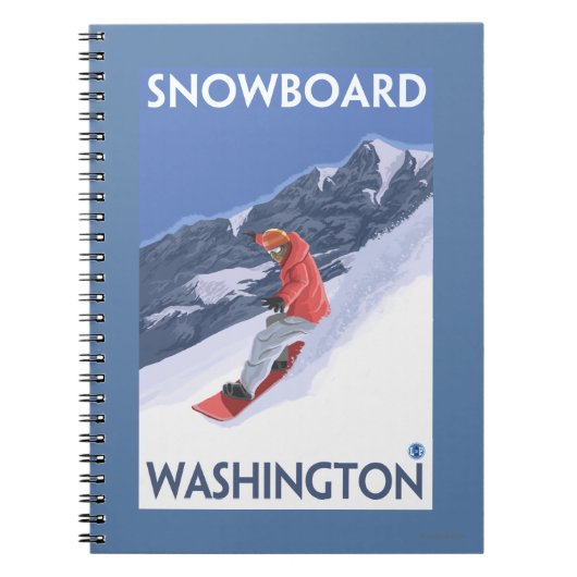 WashingtonSnowboarding Vintage Travelポスター ノートブック (正面)