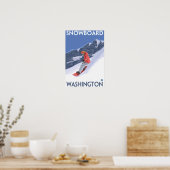 WashingtonSnowboarding Vintage Travelポスター ポスター (キッチン)
