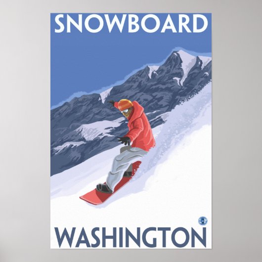 WashingtonSnowboarding Vintage Travelポスター ポスター (正面)