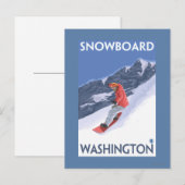 WashingtonSnowboarding Vintage Travelポスター ポストカード (正面/裏面)