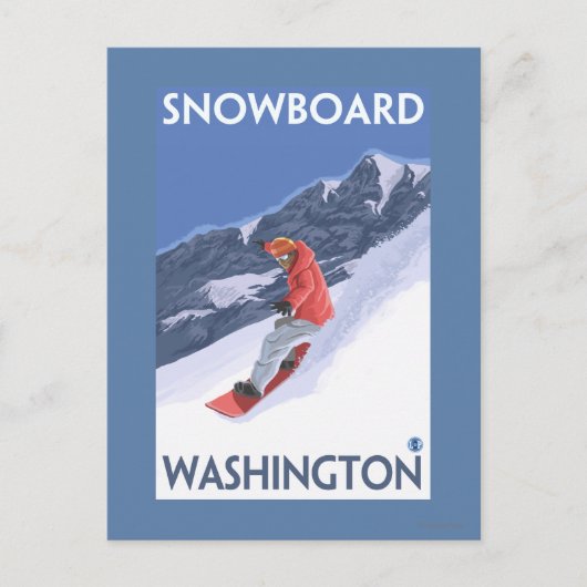 WashingtonSnowboarding Vintage Travelポスター ポストカード (正面)