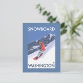 WashingtonSnowboarding Vintage Travelポスター ポストカード (スタンド正面)