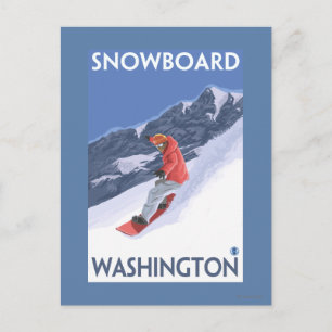 WashingtonSnowboarding Vintage Travelポスター ポストカード