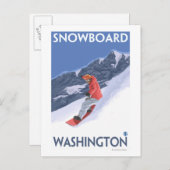 WashingtonSnowboarding Vintage Travelポスター ポストカード (正面/裏面)