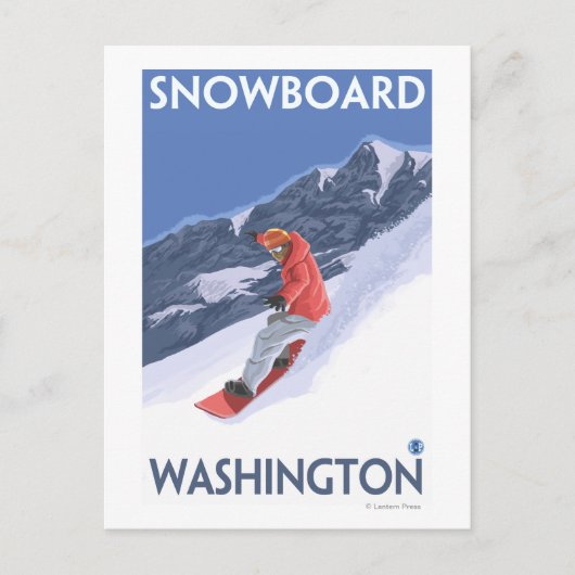 WashingtonSnowboarding Vintage Travelポスター ポストカード (正面)