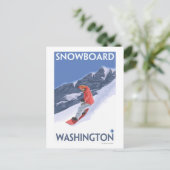 WashingtonSnowboarding Vintage Travelポスター ポストカード (スタンド正面)