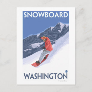 WashingtonSnowboarding Vintage Travelポスター ポストカード