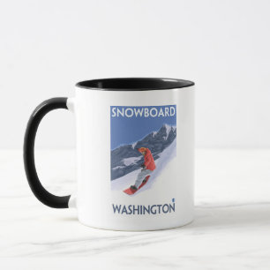 WashingtonSnowboarding Vintage Travelポスター マグカップ