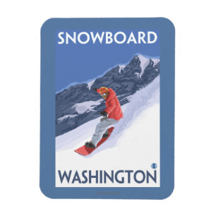 WashingtonSnowboarding Vintage Travelポスター マグネット
