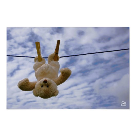 Waslijn met Funny beer die hangt te drogen. ポスター (正面)