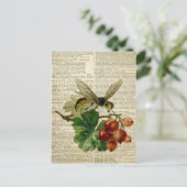 waspフローラアートヴィンテージ辞書ページ ポストカード (スタンド正面)