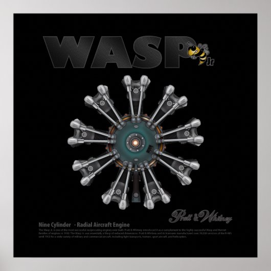 「WASP JR」 ラジアルエンジンアートポスター ポスター (正面)