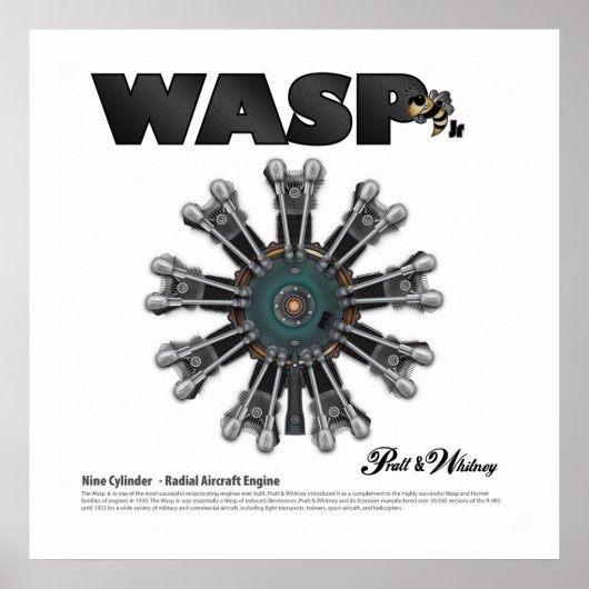 「WASP JR」 ラジアルエンジンアートポスター ポスター (正面)