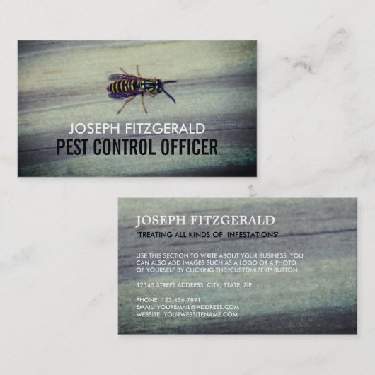 Wasp on Wood、害虫駆除 名刺 (正面/裏面)