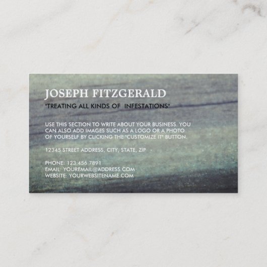 Wasp on Wood、害虫駆除 名刺 (裏面)