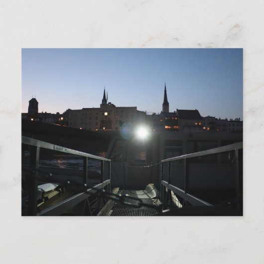 Wasserburg AltstadtとShip at Duskのビュー ポストカード (正面)