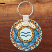 Wassermann Aquarius Sternzeichen farbiges Mandala キーホルダー (正面)