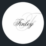 Wassermarkeミニマルなモノグラムのスクリプト ラウンドシール<br><div class="desc">カスタム透エレガントかし。ミニマルデザイン。名前の挿入</div>