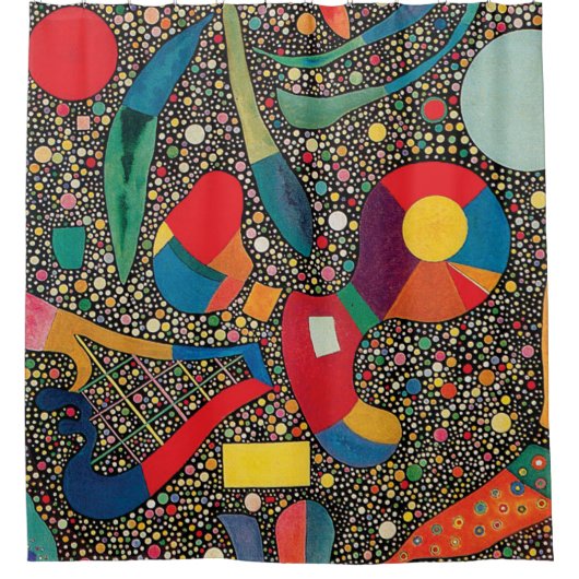 Wassily Kandinsky著カラフルなアンサンブル シャワーカーテン (正面)