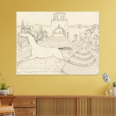 Wassily Kandinsky - Zeichnung ‘mit Grüner Dame’ キャンバスプリント (インサイチュ (リビング))