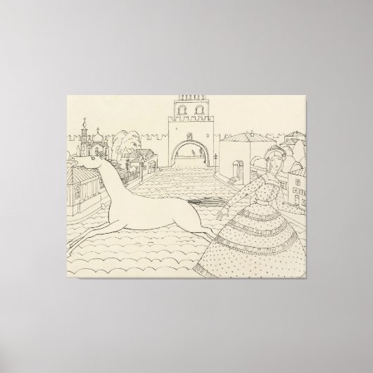 Wassily Kandinsky - Zeichnung ‘mit Grüner Dame’ キャンバスプリント (正面)