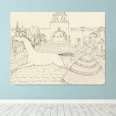 Wassily Kandinsky - Zeichnung ‘mit Grüner Dame’ キャンバスプリント (インサイチュ (ウッドフロア))