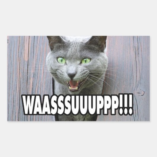 WASSUP - Catミーム 長方形シール (正面)