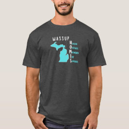 WASSUP HOMES? ミシガン地図と湖のプリントTシャツ Tシャツ