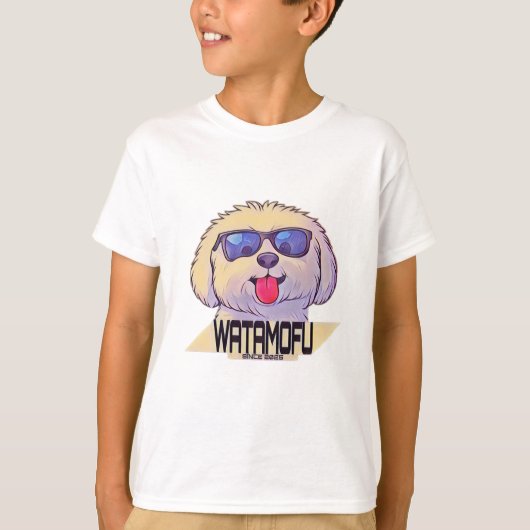 WATAMOFU Bichon Frise T-Shirt – Cute Dog Art Tee Tシャツ (正面)
