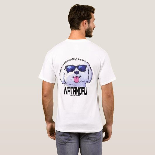 WATAMOFU Pop‑Art Bichon Frise T-Shirt Tシャツ (裏面フル)