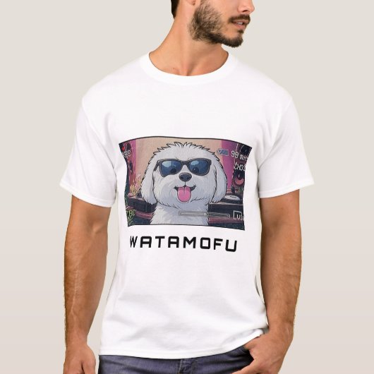 WATAMOFU Pop‑Art Bichon Frise T-Shirt Tシャツ (正面)